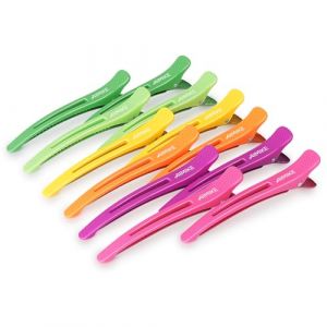 AIMIKE 12pcs Pince Crocodile Cheveux, Pince Cheveux Antid&eacute;rapante Sans Trace, Pinces Cheveux Femme Pour Sectionnement Coupe, Pince &agrave; Cheveux &agrave; Bec de Canard Pratiques, Pince Cheveux Coiffeur, N&eacute;on (AIMIKE Store, neuf)