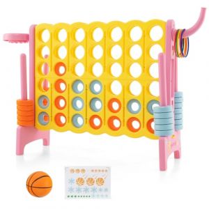 DREAMADE Puissance 4 Géant pour Enfants sur Pied 84 x 33 x 74 CM avec 42 Anneaux, Levier de Réinitialisation du Jeu, Jeu de Société pour Réunions de Famille,Maternelle,Camping (Rose&Jaune) (DREAMADE, neuf)