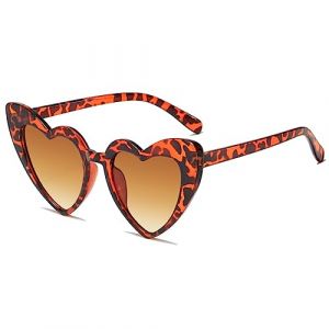 DEZ 1Pc Lunettes Coeur,Lunette Coeur Vintage - Mode Rétro Lunettes De Soleil Coeur Femme Vintage Heart Glasses Unisex Uv400,Lunette De Soleil Femme Luxe,Lunette De Soleil Coeur(Léopard) (DEZP, neuf)