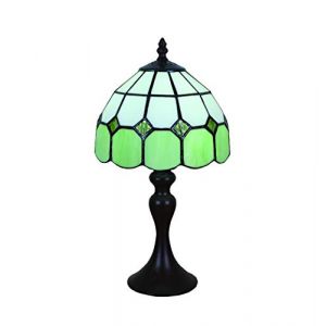 Tokira Lampe de Table Tiffany Vert Méditerranéen 8 Pouces, Rétro Vitrail Abat-jour, Lampe Pour le Salon Chambre, Lampes Décoratives de Style Européen [Sans Ampoule] (TIFFANY  FACTORY, neuf)