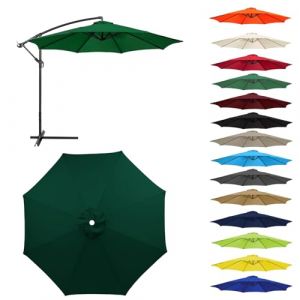 HonunGron Auvent De Remplacement pour Parasol 2,0/2,3/2,5/2,7m/3,0m, 6 Baleines/8 Baleines Toile De Parasol Déporté Remplacement Pour Cour,Jardin,Plage, Protection UV 50+ (2.7m-6 ribs,Vert Foncé) (HonunGron, neuf)