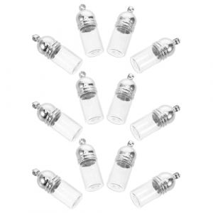 Angoily 12pi&egrave;ces Breloque Flacon Huile Verre Transparent Pendentif Mini Flacon &agrave; Remplir Avec Trou De Suspension Pour Cr&eacute;ation Bijoux Et D&eacute;coration (Ceoning, neuf)