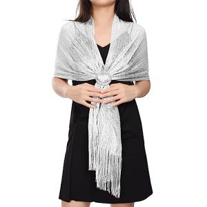 heekpek Chale Femme Mariage Dor&eacute; &Eacute;charpe Ch&acirc;le &Eacute;tole Mariage Wrap Foulard pour Soir&eacute;e C&eacute;r&eacute;monies Parties F&ecirc;tes Mariage, Blanc, Taille unique (HKPK, neuf)