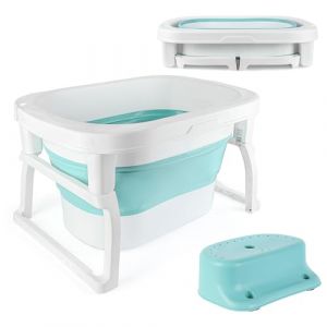 XUANYU Baignoire Pliable Bébé avec Siège Taille M-72×51×42 cm Baignoire Bebe sur Pieds Antidérapants Bassin de Bain sans Thermomètre à Eau Baignoire de Voyage pour 0-36 Mois, Bleu (XUASHW, neuf)