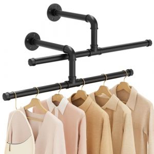 Yawinhe Tringle &agrave; V&ecirc;tement Industriel, Lot de 2, Porte Manteau Mural 51cm, Penderie Murale Amovible et Multifonction, pour Salon, Chambre, Noir (YAWINHE-FR, neuf)