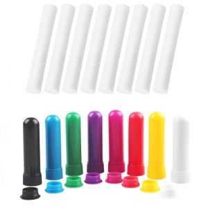 DHWEKU Inhalateur d'Huiles Essentielles 8 Pcs Tube d'Inhalation avec Mèches 8 Couleurs Tubes Vides en Plastique Tubes d'Huile Essentielle Tubes d'Inhalateur Nasal Réutilisables pour l'aromathérapie (DHXMYGS, neuf)