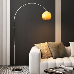 Wylolik Lampadaire abat-jour en verre blanc/orange Lampes sur pied arc minimalistes modernes Lampe verticale en m&eacute;tal poli Lampes de sol sur pied d'ambiance Lampes hautes d&eacute;coratives pour salon chambr (Source store, neuf)