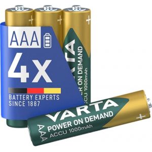 VARTA Piles rechargeables AAA, lot de 4, Recharge Accu Power, 1000 mAh Ni-MH, sans effet mémoire, préchargées, prêtes à l'emploi (NEC PLUS ULTRA, neuf)