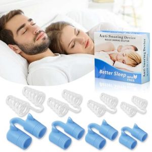 Anti Ronflement Pince-Nez, Dilatateur Nasal Dispositif, Ecarteur Nasal Anti Ronflement Efficace, Deux Types de Doux et Dur, 4 Tailles Chacun (Blanc+Bleu) (Yibei-zb, neuf)