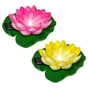 HuaMuDM lumière Flottante de Lotus pour l'étang, 2 pièce Lampe Flottante Piscine Solaire, étang solaires LED Florer Flower Light, lumières en forme de fleur de lotus, pour Bassin,Jardin,Piscine (A) (HuaMuDM, neuf)