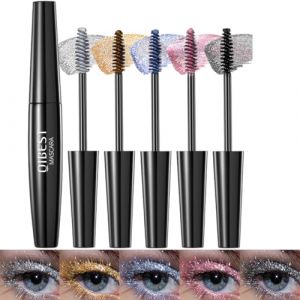 Sitovely 5PCS Mascara Color&eacute; Pour les cils, Coffret de Mascaras Scintillants Effet Diamant, Mascara Color&eacute; Volumisant et Recourbant, Longue Tenue pour le Maquillage des Yeux- Rose/Noir/Bleu/Argent/Or (Love-Peng, neuf)