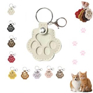 LQQDREX Porte-cl&eacute;s de rangement en fourrure de chien, porte-cl&eacute;s mignon en cuir avec patte de chien, souvenir de poils d'animaux, collection comm&eacute;morative, porte-cl&eacute;s unisexe pour adulte (LiLiNiNiii, neuf)