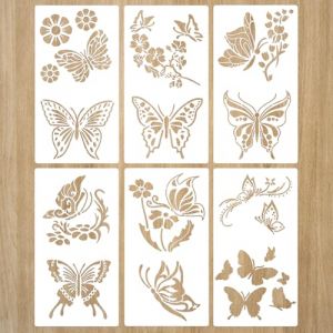 Pochoirs papillon, 6 pochoirs pour travaux manuels, pochoirs papillon r&eacute;utilisables pour la peinture, pochoir papillon assorti pour la peinture, bricolage, artisanat, scrapbooking, d&eacute;coration murale (REEKNOKOL FR, neuf)