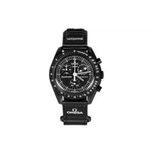 Swatch Montre bracelet Moonswatch Omega x Mission to the Moonphase Snoopy noir, Noir (Ale E Commerce, neuf)