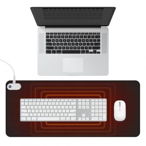 Lotvic Sous-main chauffant, 80 x 33 cm, tapis de souris avec fonction chauffage, 3 niveaux de chauffage et arr&ecirc;t automatique de 3 heures, pour le bureau, la maison, noir (QIHAO-EU, neuf)