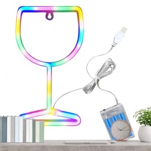 Misaakoeq Enseigne Lumineuse Bar LED | D&eacute;coration D'Enseigne Cocktail Au N&eacute;on,D&eacute;coration LED Pour Verre &Agrave; Vin,pour Mur Chambre Bar Maison Rassemblement Salon Cuisine Bureau Restaurant Porche (Gatoditaz, neuf)