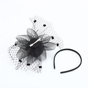 Bibi pour femme - Style ann&eacute;es 1920 - En maille - Avec clip - &Eacute;l&eacute;gant - Cage &agrave; oiseaux - Accessoire de cheveux pour mariage - Noir (Blausky, neuf)