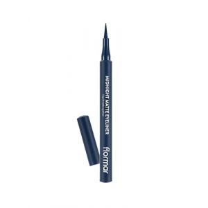 Flormar Midnight Matte Eyeliner &ndash; Eyeliner liquide waterproof au fini mat intense &ndash; Pointe feutre fine pour une application pr&eacute;cise &ndash; Longue tenue &ndash; Maquillage yeux sans bavures - 003 Dark Blue (Flormar Cosmetics GmbH, neuf)