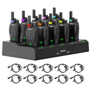 Retevis H777H Talkie Walkie, Talkie-Walkies avec &eacute;cran,Talkie Walkie Rechargeable avec Chargeur &agrave; 10 Emplacements, Raidos Professionnel avec &Eacute;couteurs pour S&eacute;curit&eacute;, Commerce(Noir, 10 Pi&egrave;ces) (RetevisDirect, neuf)