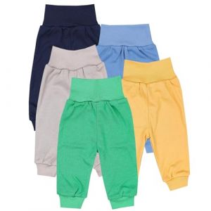 TupTam Pantalon B&eacute;b&eacute; 5 Pi&egrave;ces &ndash; Pantalon B&eacute;b&eacute; Gar&ccedil;on et Fille en Coton Confortable, Certifi&eacute; Oeko-TEX, Bleu fonc&eacute;/Bleu/Jaune Moutarde/Beige/Vert, 104 (LotteStyle, neuf)