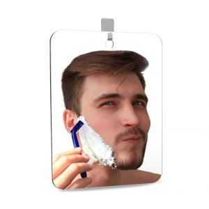 Miroir de Douche Anti Buée, Miroir Rasage avec Adhesif, Petit Miroir pour Salle de Bain, Miroir Adhesif Porte, Grande Miroir de Camping de Voyage avec Ventouse, 34cm x 24cm (Hailansi, neuf)