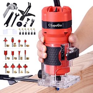 Défonceuse affleureuse Électrique 30000R / MIN 800W, Affleureuse à Bois Avec 12 Fraises à Défoncer Queue de 6mm (Grobal-BS, neuf)