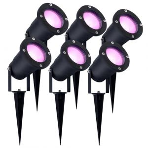 Ledvion - 6X Spots &agrave; Piquer SMART Wifi LED, Aluminium, IP65, 5W, RGBWW, 1M de C&acirc;ble, Projecteur LED, &Eacute;clairage de Jardin Ext&eacute;rieur (Ledvion, neuf)