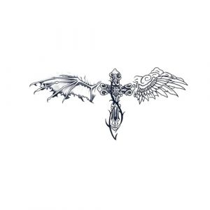 Lot de 2 autocollants de tatouage de jus d'ailes d'ange et de diable, tatouage semi-permanent, faux tatouage réaliste, dure 7 à 15 jours, autocollant de tatouage temporaire non réfléchissant et étanch (CHJWEIHHERT, neuf)