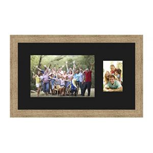 Cadres Photos pêle mêle multivues Noir 1 Photo(s) 30x20 and 1 Photo(s) 10x15 Passe Partout, Cadre Photo Mural 53x30 cm Naturel Beige, 3.5 cm de Largeur (RK Cadres, neuf)
