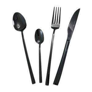 Lebrun Couverts Amandine - Ménagère 16 pièces - Service de table pour 4 personnes - lot de 4 cuillères à soupe,4 cuillères à café,4 fourchettes, 4 couteaux de table - Design moderne - Marque Française (Lebrun, neuf)