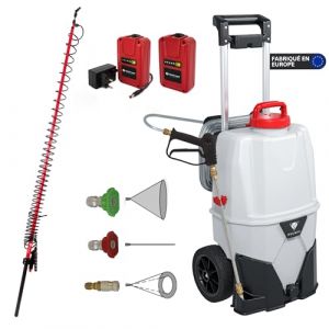 Pulmic Pulvérisateur Électrique 35L avec Lance Télescopique Jusqu’à 5m, idéal pour Nettoyage de toitures, façades et Applications en Hauteur. Pulvérise Jusqu’à 10m, 7 Bar, 2 Batteries, Tuyau 6m. (Mr. Gardering, neuf)