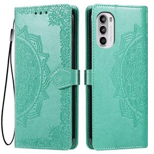 HONLEN Coque pour Motorola Moto g52 / Moto g82 5G Etui, (6.6" inches) Premium PU Cuir Portefeuille Magn&eacute;tique Flip Case, 3 Porte-Cartes en B&eacute;quille Cover Vert (HONLEN, neuf)