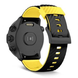 SeaFicco 24mm Bracelet de Montres en Silicone Compatible avec Suunto 7 /Suunto 9 /Suunto 9 Baro/Suunto Spartan Sport/Suunto Spartan Sport Wrist HR/Suunto D5 Bande de Sports (Noir/Jaune) (Ficocean, neuf)
