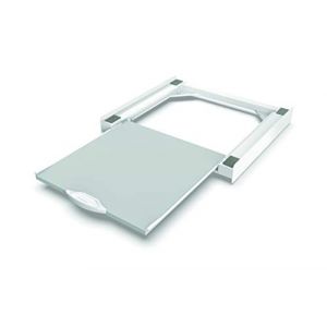 Meliconi Base Torre Pro L60, Kit de superposition pour lave-linge et sèche-linge avec une tablette coulissante en bois mélaminé et sangle de sécurité incluse. Blanc. Fabriqué en Italie. (LABOUTIQUEDUNET ?, neuf)