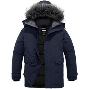 CHIN&middot;MOON Homme Veste Matelass&eacute;e d'hiver en Coton Veste d'ext&eacute;rieur R&eacute;sistante &agrave; l'eau Manteau Chaud &agrave; Capuche Fausse Fourrure Parka Coupe-Vent Puffer Blouson Bleu XL (C'est&nbsp;la&nbsp;vie, neuf)