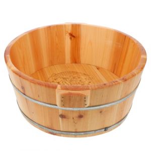G&eacute;n&eacute;rique Bassine de Bain pour Pieds en Bois Naturel 36 Cm Diam&egrave;tre X 16 Cm Hauteur, Seau pour Tremper les Pieds Immersion Profonde des Mollets, Bassin Spa P&eacute;dicure Maison, Bois Poli Lisse (CLACKUI, neuf)
