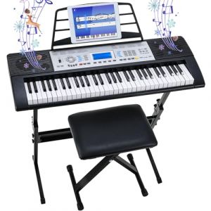 61 Piano Numérique Clavier Électroniques, 61 Kit Clavier Piano,61 Touches avec Support Pupitre et Banc, Clavier Musical Synthetiseur pour débutants,enfants et adultes,prend en charge MP3/USB MIDI (BRT Store, neuf)