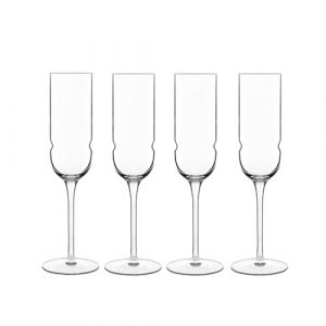 Luigi Bormioli Grandioso | Lot de 4 verres à prosecco/Sparkling 200 ml | Tige renforcée en titane | En cristal SON-hyx | Flûte à champagne au design sinueux | Passe au lave-vaisselle | Fabriqué en (WEBSTER IT, neuf)
