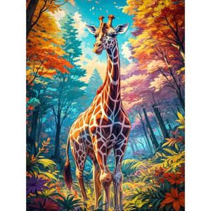 HEIBAGO 5D Bricolage Girafe Diamond Painting, DIY Bois Broderie Peinture Diamant pour Adultes, Diamond Painting Complet Diamant Kit Paysage Cristal Painting Artisanat pour Murale Décoration 30x40cm (JINYULIANG, neuf)