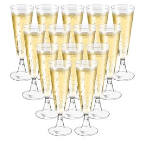 Behiruch 50 Pi&egrave;ces Fl&ucirc;tes &agrave; Champagne Transparent, Verres &agrave; Champagne en Plastique &Eacute;l&eacute;gantes Reutilisables, 160ml Gobelet Verre &agrave; Bi&egrave;re Vin Cocktail pour F&ecirc;tes, Mariages, No&euml;l (Senkening, neuf)
