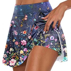 Jupe Short Femme Ete Fluide,Jupe Short Femme Ete Casual Sport Jupe Tennis Femme Shorts de Sport Running Yoga Legging &Eacute;lastique Pants Activewear Couleur Unie Taille Haute Short Court Leger (Anglekie, neuf)