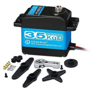 ANNIMOS Servo num&eacute;rique RC 35 kg 7,4 V Moteur servo de direction 25T Transmission enti&egrave;rement m&eacute;tallique Couple &eacute;lev&eacute; Haute vitesse &Eacute;tanche pour 1/8 1/10 1/12 RC Voitures chenilles DIY Robot - 270 (ANNIMOS, neuf)