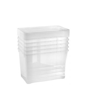 Grizzly Lot de 5 Boites de Rangement avec Couvercle – Caisses empilables en plastique transparent – Pour vêtements, chaussures, jouets, bricolage - 10 L – 22 x 33 x 20 cm (GRIZZLY SHOP, neuf)