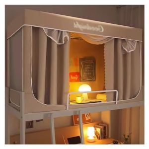 Tente de lit occultante double pour protection de l'intimit&eacute; avec support, lit &agrave; baldaquin d'int&eacute;rieur pour &eacute;tudiant, enfant et adulte &ndash; R&eacute;duction de la lumi&egrave;re/installation facile (YLYS, neuf)