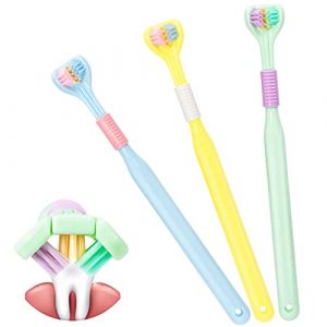 3pcs Brosse à Dent 3 Faces, Brosse a dent Souple Adulte, Super Brosse Compact Brosse à dents junior, Brosse À Dents Triple Idéal Pour Les Adultes Et Les Enfants Autistes (Bleu jaune vert) (Hanzhmy, neuf)