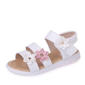 QZBAOSHU Sandale Fille Chaussure Enfant Fille Ete Sandalette Fille Cuir 23 EU,Blanc (QZBAOSHU, neuf)