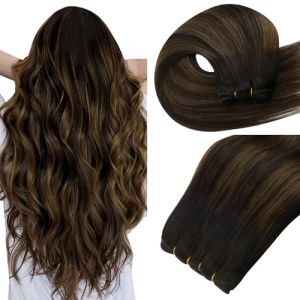 Easyouth Extension Naturel Cheveux Tissage Balayage Extension Cheveux a Tissage Vrais Brun à Gris Brun Ombre Remy Extension de Tissage Lisse 30cm 70g #2/8/2 (Easyouth Hair, neuf)