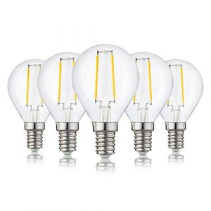hellum Lot de 5 ampoules LED E14 &agrave; &eacute;conomie d'&eacute;nergie E14 - Blanc chaud - 2,5 W - Remplace les ampoules &agrave; incandescence de 25 W - Blanc chaud - 2700 K et 250 lm - G45 (Hellum Direkt, neuf)