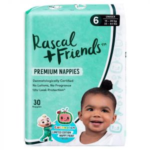 T Rascal & Friends Lot de 30 couches de qualit&eacute; sup&eacute;rieure Taille 6 &agrave; 30 | Protection contre les fuites de 12 heures | Test&eacute; dermatologiquement pour les peaux sensibles | Design CoComelon&trade; | Sans (Tallat products ltd, neuf)