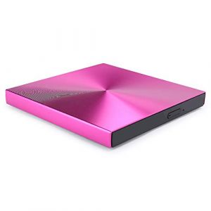 Lecteur Optique Externe, Lecteur CD/DVD +/- RW Portable USB 3.0 graveur de r&eacute;-graveur DVD/CD Mince, Lecteur de Disque DVD-RW pour Ordinateur de Bureau(Rose) (yanmeerU, neuf)